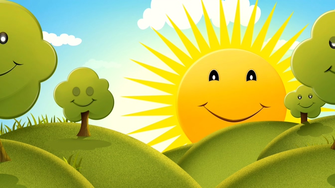 卡通树木太阳背景视频模板