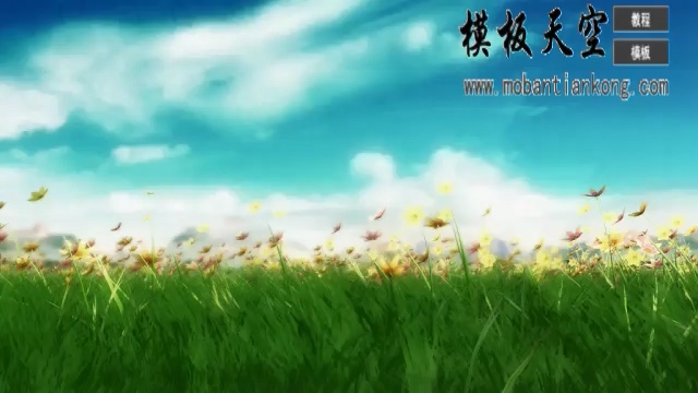 绿色草原蓝天白云浪漫之约背景视频素材