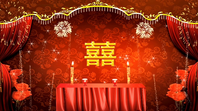 中式婚庆婚礼拜堂拜天地背景视频素材