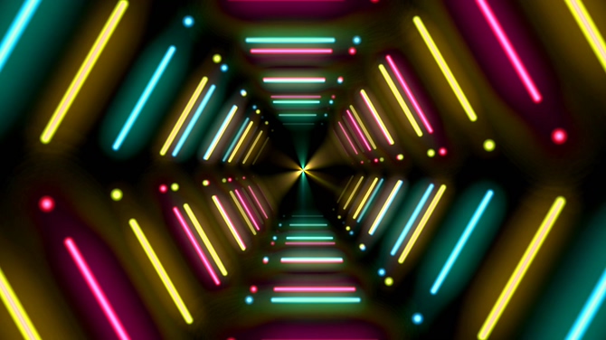 炫酷闪耀的彩色灯光隧道视频素材