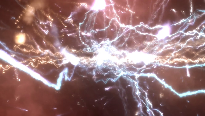 金色粒子的电流火光相撞的视频素材
