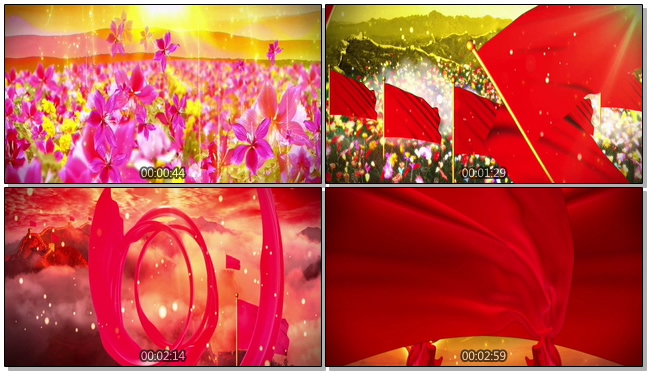 鲜花盛开的红绸飞舞视频素材