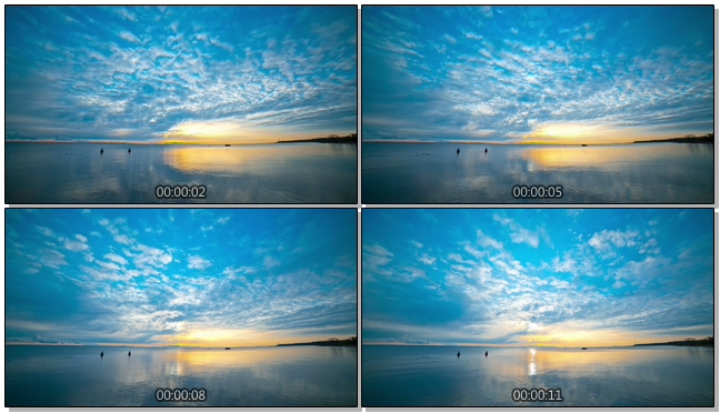 一望无际的湖面上反射落日余晖的实拍视频