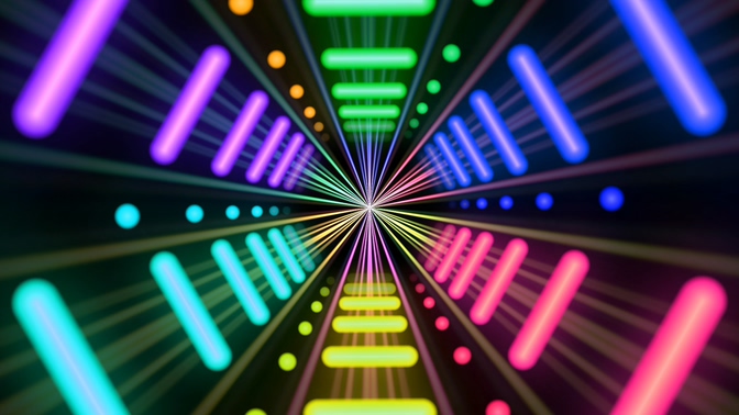 霓虹灯闪烁的梦幻隧道视频素材