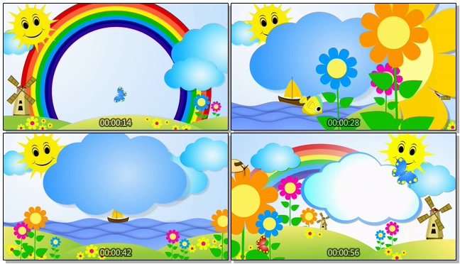 太阳彩虹儿童卡通背景视频素材