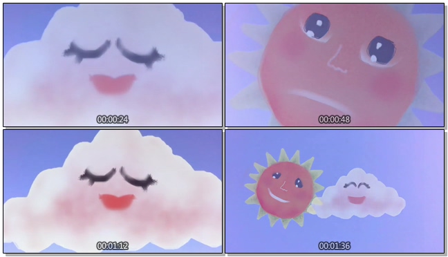 可爱太阳云朵卡通背景视频素材