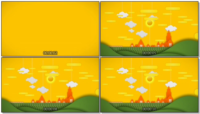 山丘城堡太阳儿童卡通背景视频素材