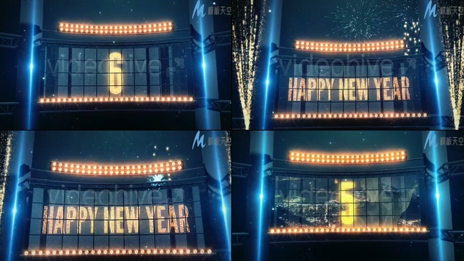 烟花簇拥的新年倒计时视频ae模板