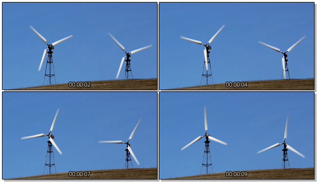 高清拍摄风车快速旋转发电的实拍视频