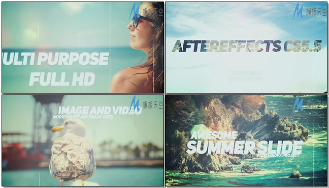 夏日风景视频切换展示AE模板