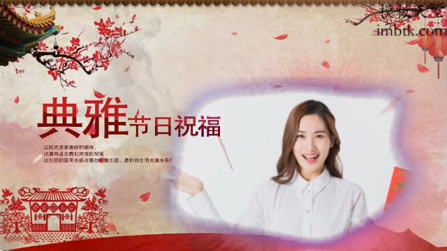 中国风2019猪年春节拜年祝福水墨片头视频模板