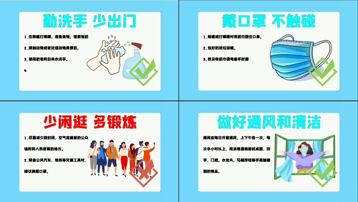 武汉疫情疫情预防卡通视频素材