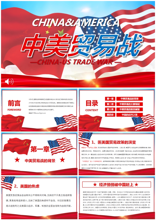 中美贸易战PPT模板
